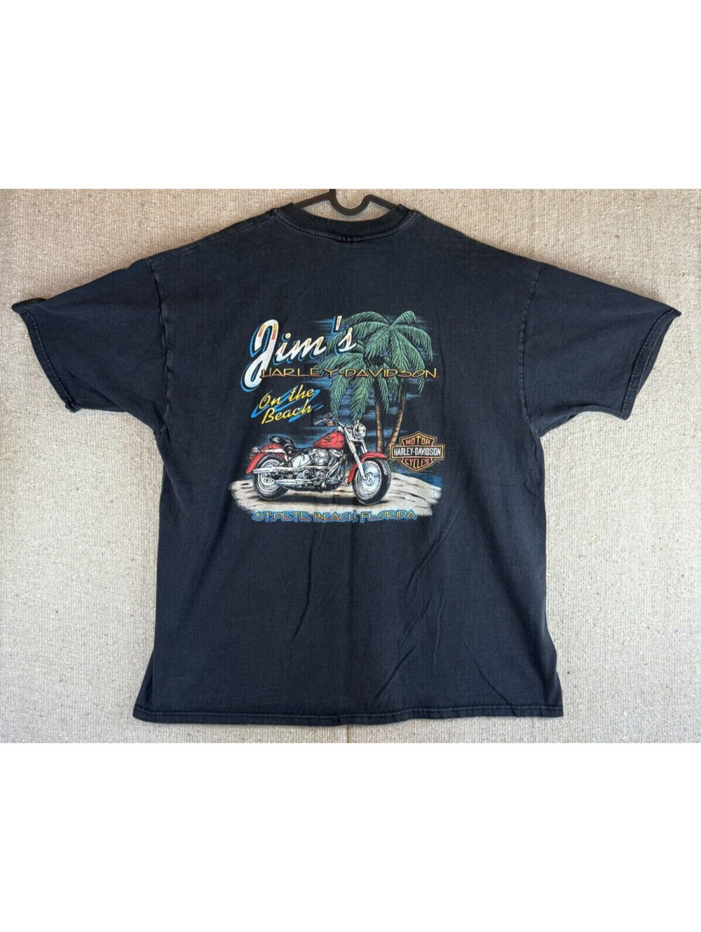 Mens Sz XXL Harley Davidson Black T Shirt JIMS ON THE BEACH